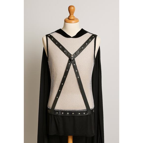 ROMA Men’s Warrior Costume 6166 Small Black Grey Mesh Dark Realm Warrior - Picture 2 of 15